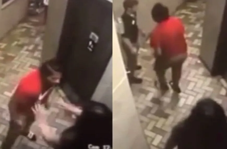 Ein Mann rastet gegen&uuml;ber einer Frau aus, woraufhin ein Mitarbeiter ihn bittet, damit aufzuh&ouml;ren.