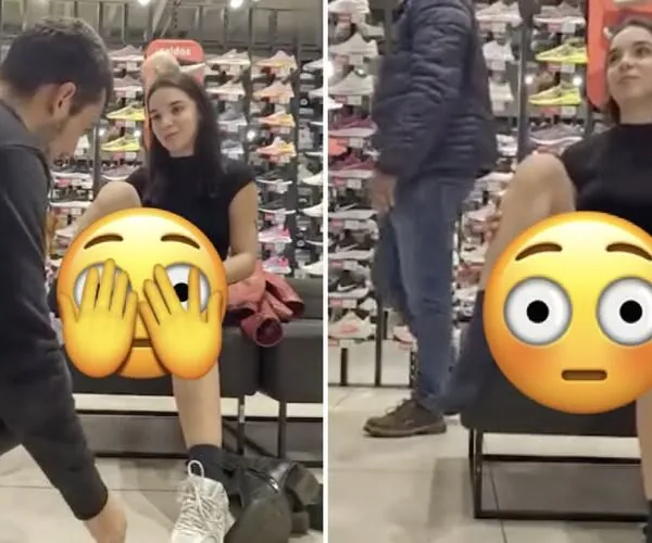 Wenn der Schuhladen zur B&uuml;hne wird: Kundin sorgt mit Anprobe f&uuml;r Aufsehen