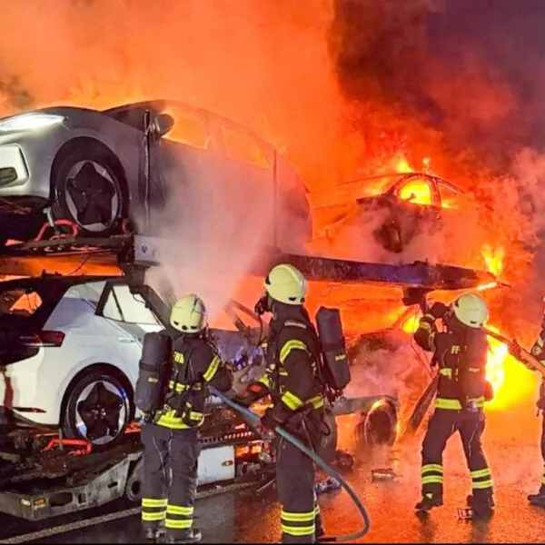 Elektroautos in Flammen: Dramatischer Gro&szlig;brand auf der A7 bei Kassel fordert Feuerwehren bis an die Grenzen